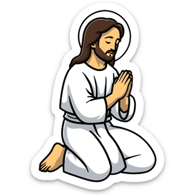 jesus kneeling praying sticker