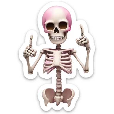 Cute pink skeleton giving the finger sticker