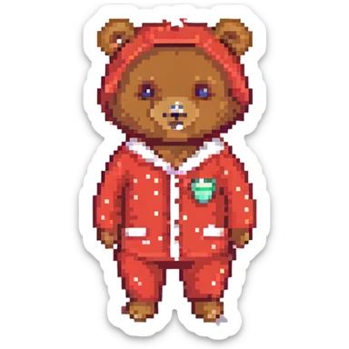 A bear in red pajamas sticker