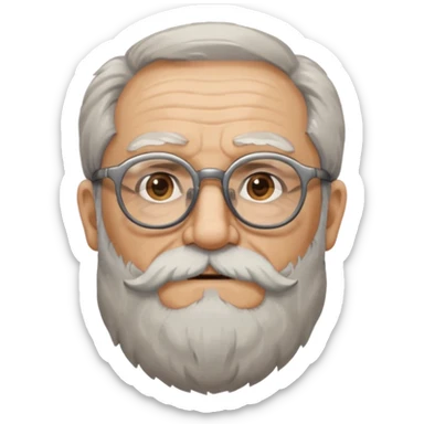 old man with big, scruffy beard wearing glasses sticker