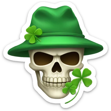 a hooded skull soldier with 4 leafed clover sticker