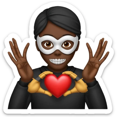 Emoji combination 💀 and 🫶🏿 sticker