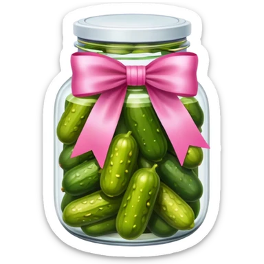 Jar of pickles with pink bow sticker