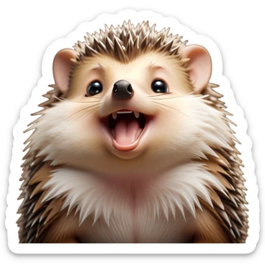 Cinematic Cute Yawning Hedgehog Portrait Emoji, Head tilted slightly with a dramatic, wide-open yawn, showcasing a soft, downy brown Fur with tiny, droopy ears and eyes barely open in drowsy contentment, Simplified yet irresistibly adorable features, highly detailed, glowing with a soft, cozy glow, high shine, relaxed yet expressive, stylized with a touch of natural whimsy, bright and endearing, soft glowing outline, capturing the essence of a sleepy yet affectionate hedgehog, so drowsy it feels like it could curl up out of the screen for a nap! sticker