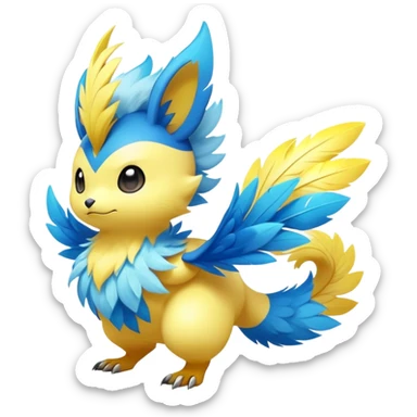 Elemental Flying-type-Electric-type colorful exotic cute chibi anime-style Pokémon-Fakémon-creature sticker