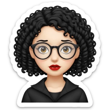 curly gothic girl with glasses sticker