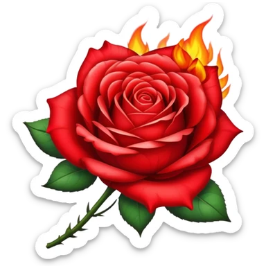 a red burning rose sticker