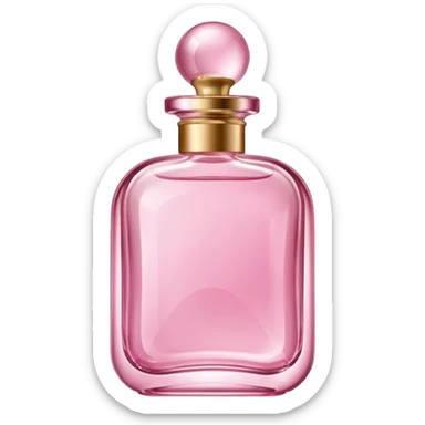 aesthetic pink perfume bottle with elegant glass design, simple and cute, pink color, shiny glass, no text sticker
