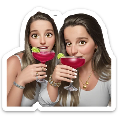 girls with cocktails and jewelry sticker