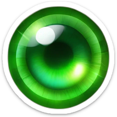 An eye with a green gemstone instead of the iris sticker
