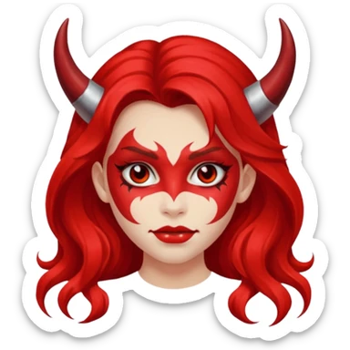 a long-haired red face paint devil girl  sticker