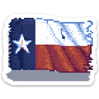 a waving Texas flag in pixel art style, simple shading, single white star, no text, transparent background sticker