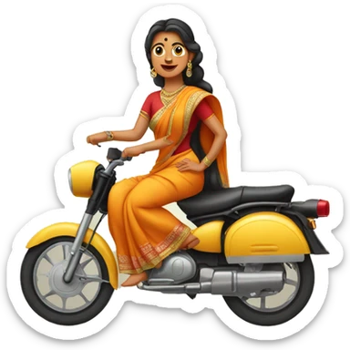 A desi women wearing saree and riding bike sticker