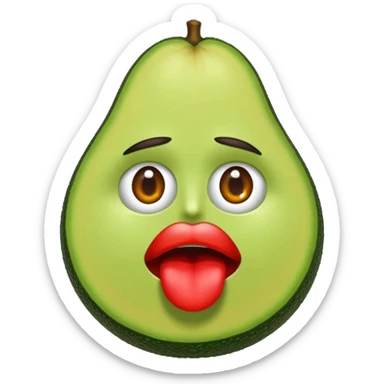 Aguacate con ojos y unos labios gruesos rojos sticker
