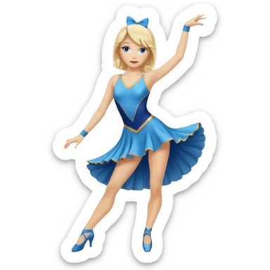 blue jazz style dance costume on blonde full body sticker