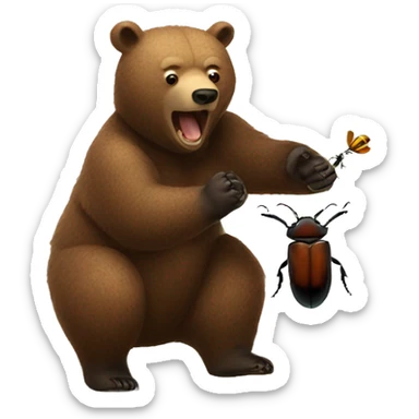 Bear hitting a beetle  sticker