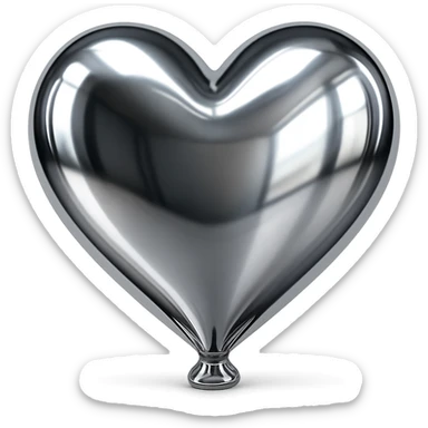 heart in the style of an inflated balloon, chrome 3D emoji style sticker