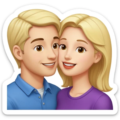 Happy heterosexual couple kissing sticker