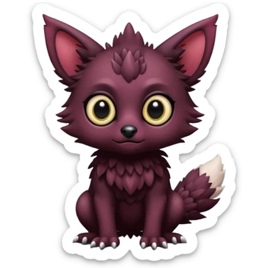 Cute black Trico-hybrid-creature dark burgundy (full body) sticker