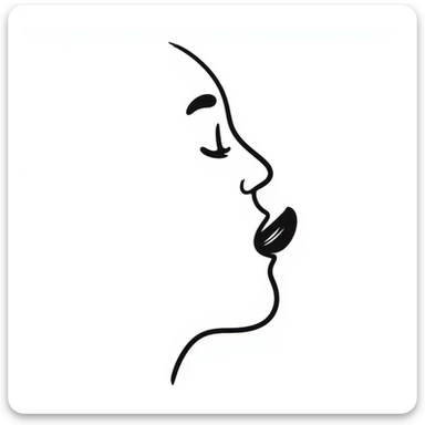 Simple sketch of a face profile showing mewing technique, tongue against roof of mouth, improved jawline sticker