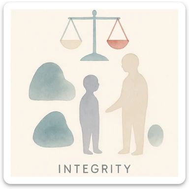 integrity as a visual concept, watercolor art style sticker
