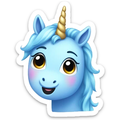 excited blue unicorn kawaii sticker