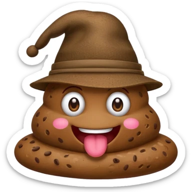 cartoon poop with a stylish hat, cheerful expression sticker