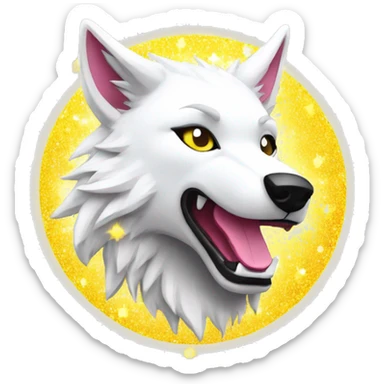 Lightning running sparkling glitter white wolf sun halo black white pink red yellow sticker