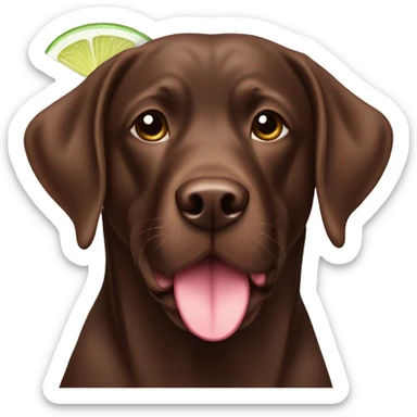 Chocolate lab with a margarita sticker