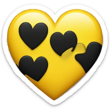 Half black and yellow heart sticker
