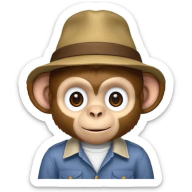 monkey with hat and shirt sticker