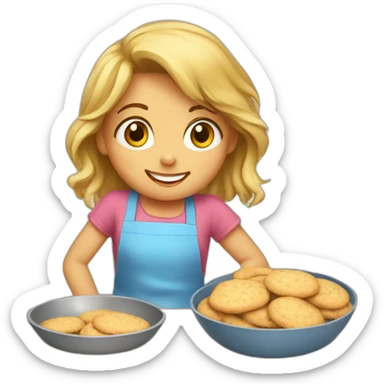Small girl  baking cookies sticker