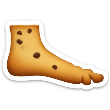 side profile of a foot holding a cookie between the toes sticker