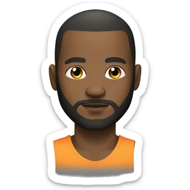 professional boxer, black man with shaved hair and a big beard,  sticker