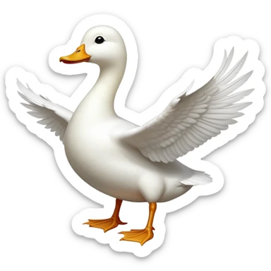 cinematic-[white duck]-realistic-full-body-perched-emoji,-wings-tucked-neatly,-head-tilted-dramatically,-sleek-[white]-feathers,-simplified-yet-realistic-focused-features,-highly-detailed,-glowing-with-an-almost-sarcastic-glow sticker
