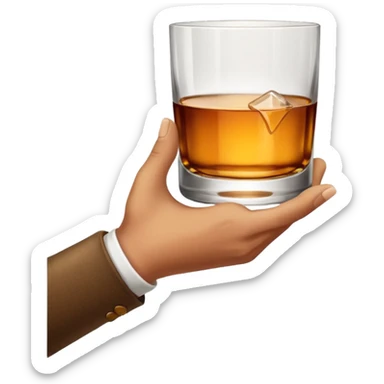 White hand holding whiskey glass with arm (right hand) sticker