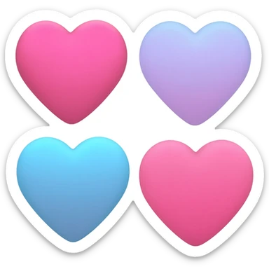 💕 this emoji with the same in blue not overlapping four hearts two big and two small pink and blue make it better sticker