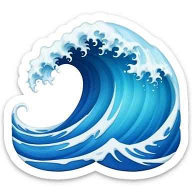 Create a highly polished, 3D game UI–style illustration of a  BLUE COLOR SEA WAVE sticker