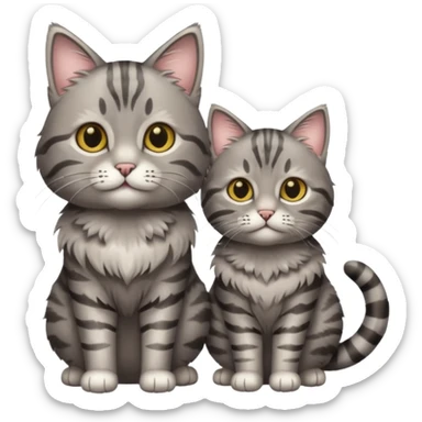 Grey tabby cat and smaller tabby cat sticker
