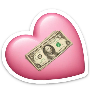 Pink money heart sticker