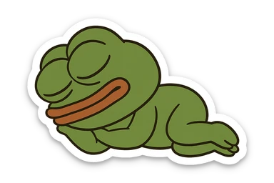 create a pepe sleeping, white background sticker