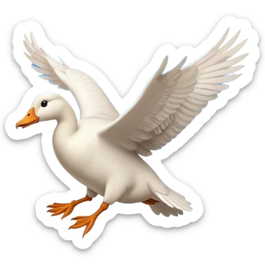 a goose flying with wings spread wide sticker