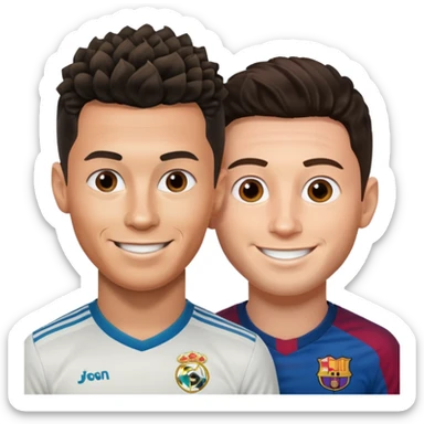 Prime noodle hair ronaldo and prime 2012 messi Smiling in one Photo and make it realistic  sticker