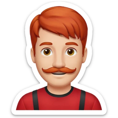 red haired guy with moustache and red outfit sticker