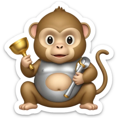 Fat monkey holding a cuerno de chivo  sticker