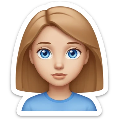 A girl with blue eyes, light skin and straight light brown hair sticker