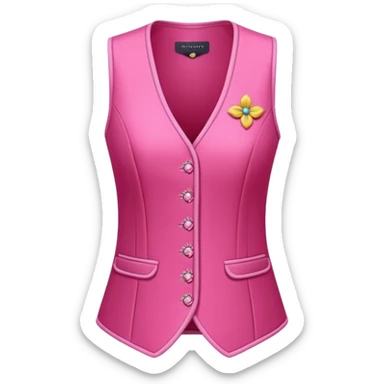 a stylish women’s vest, sleeveless, elegant and decorative design, in a bright pink color with small cute details, feminine and fancy look, no background, ONLY VEST sticker