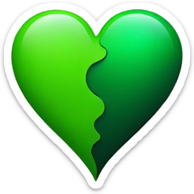 Half black and half Green heart sticker