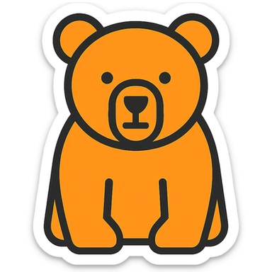 A bear in lineal color icon with black outlines sticker