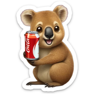 Quokka and koala in a shape of Coca Cola sticker